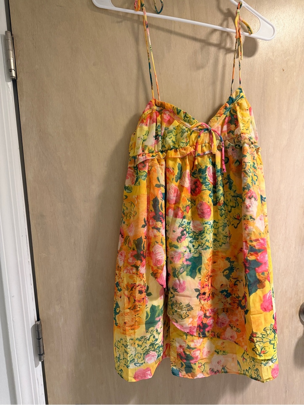 Yellow Floral Tie-Shoulder Sundress